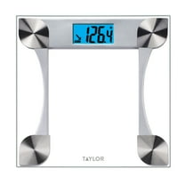 Taylor 12.2" x 12.2" Weight Tracking Glass Body Weight Scale Battery Powered, FSA HSA Eligible, 440 lb Capacity, Clear
