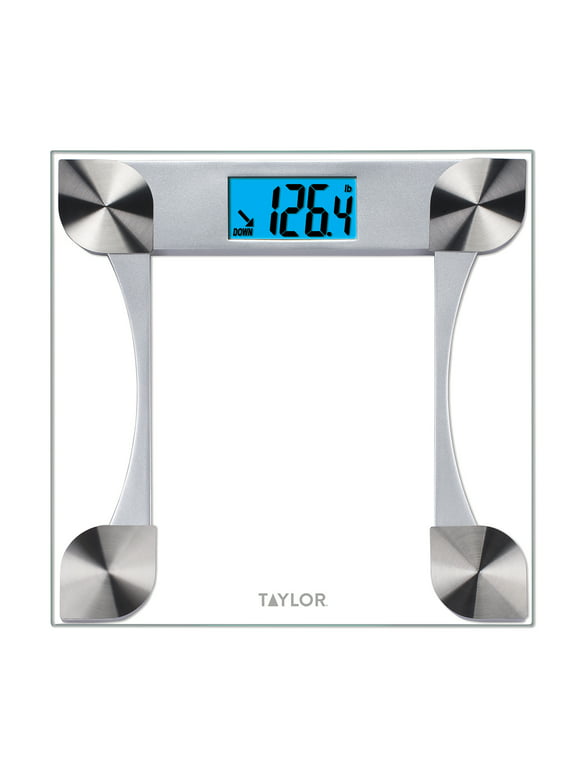 Taylor Weight Tracking LCD Glass Body Weight Scale Battery Powered, 440lb Capacity