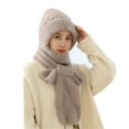thumbnail image 1 of Women'S Plush-Lined Acrylic Balaclavas Hood Scarf Hat Windproof Integrated Ear Protector Fashionable Winter Cap-C, 1 of 5