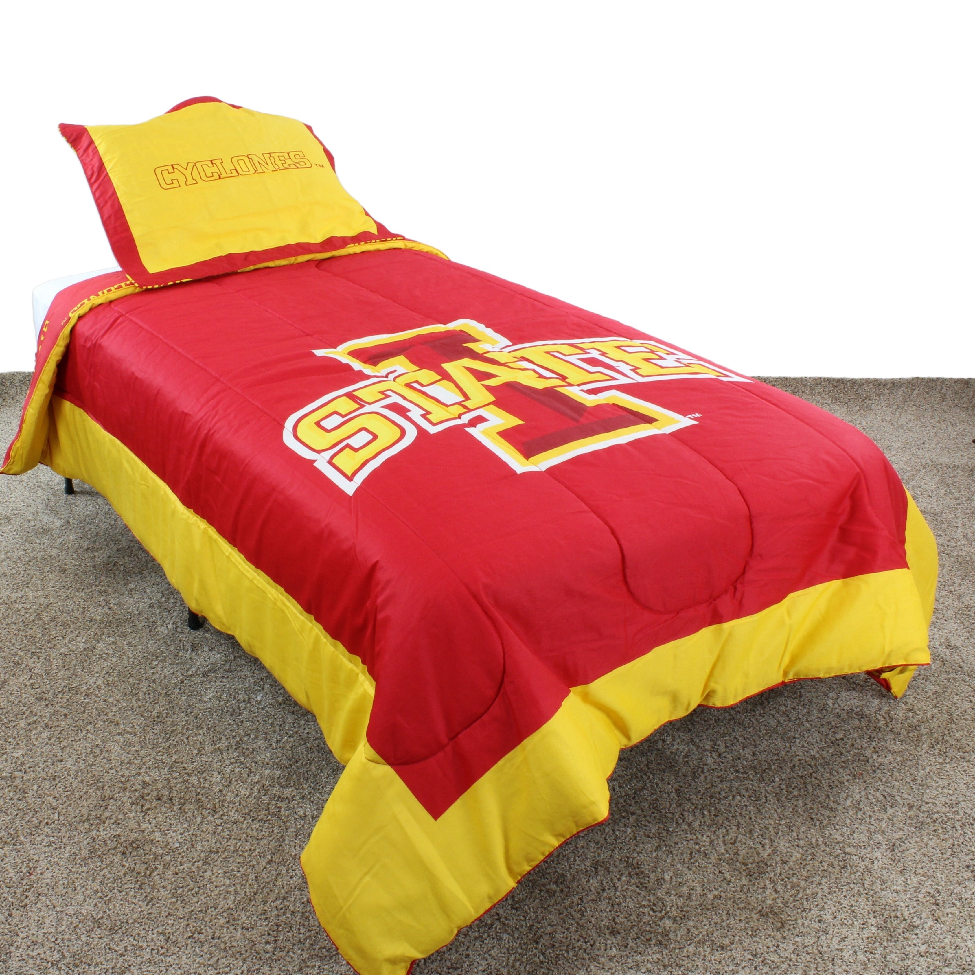 Iowa State Cyclones 2 Pc Reversible Cotton Comforter Set, 1 Comforter, 1 Sham, Twin