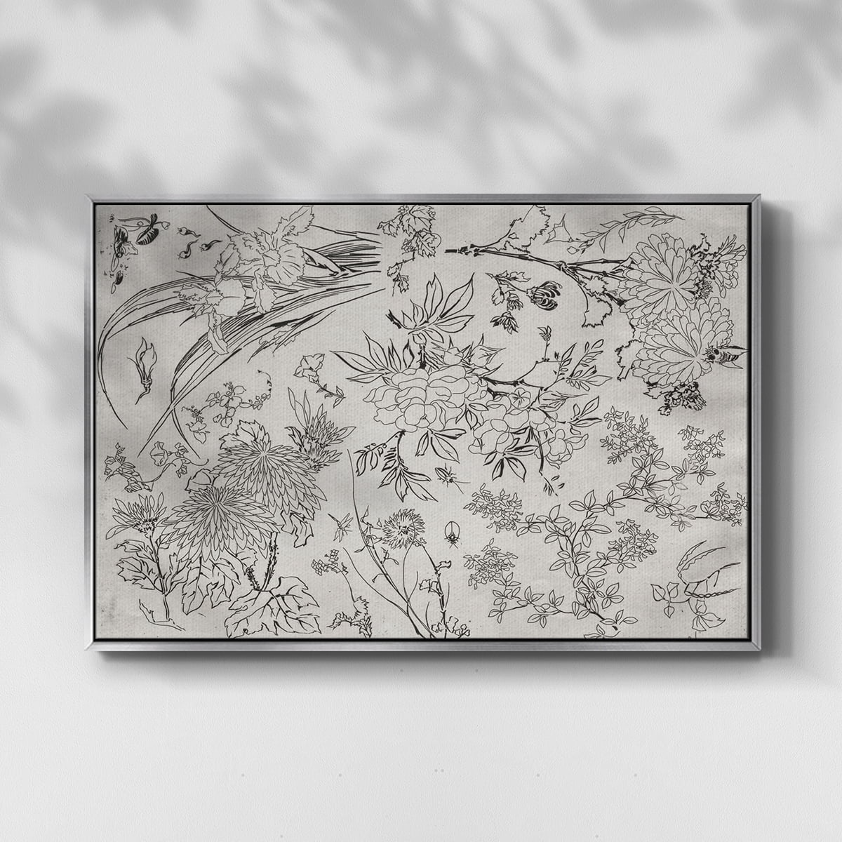 Vintage Abstract Print-XVI Framed in Silver Wood Gallery Wrapped Canvas 17 in. x 25 in.