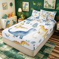 thumbnail image 2 of meiyoeat Dino Wildlife Zipper Comforter Set with Fitted Sheet and 2 Pillowcases for Kids Boys Girls, Jungle Leaf Botanical Zipper Bedding Set, Green White, Polkadot Reversible, 3 Pieces, 2 of 6