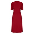 thumbnail image 5 of Summer Dresses for Women 2025 Plus Size Csual Pleated Short Sleeve Crew Neck Short Dress with Zipper Sundresses for Women Beach Fashion, 5 of 6