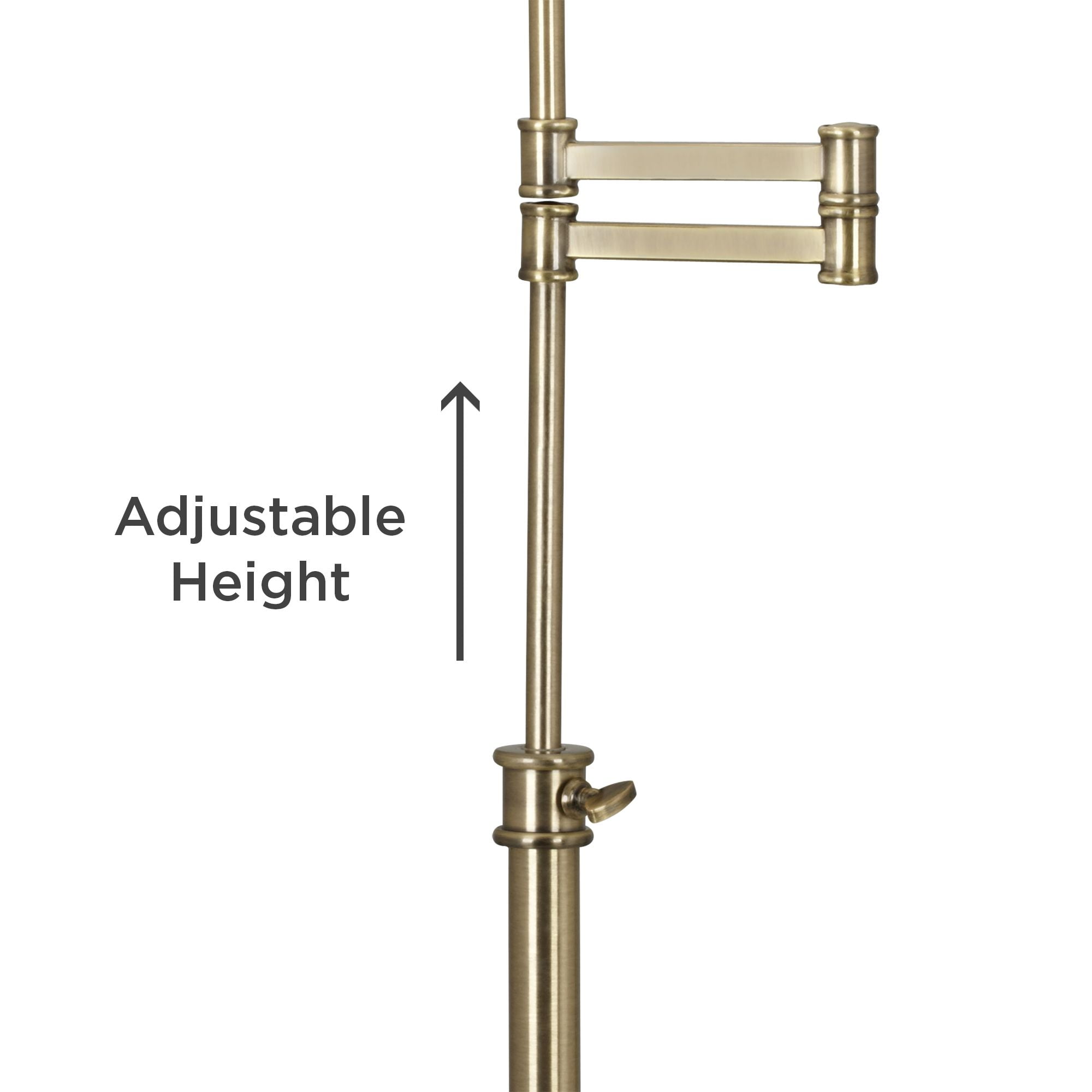 360 Lighting Traditional Swing Arm Desk Table Lamp Adjustable Height 36" Tall Antique Brass Tan Fabric Bell Shade for Living Room Bedroom