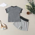 thumbnail image 4 of Babcutegg Boys Short Shirt and Shorts Set Baby Summer T-Shirt and Pants Sets Tight Round Neck Stripe Athletic Outfit Set Gray Size 12 Months, 4 of 9