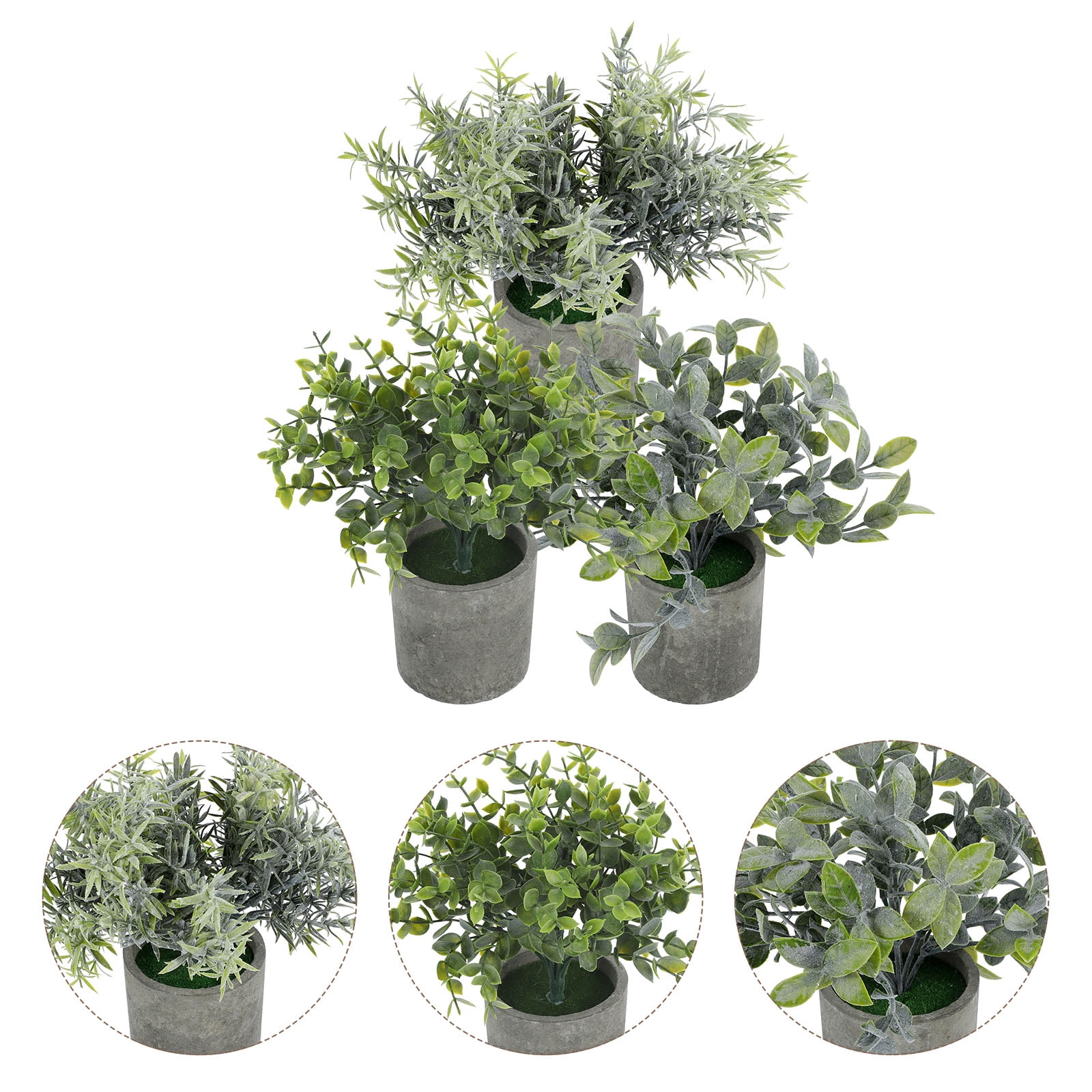 FUEENIRVA 3-Pack Faux Potted Plants Set, Realistic Bonsai Artificial Greenery for Home and Office Décor, Multi-Color Options