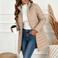 thumbnail image 5 of Enjoytime Quilted Jackets for Women Long Sleeve Zip Up Hooded Puffer Coat Winter Warm Soft Lightweight Stand Collar Long Jacket, 5 of 8