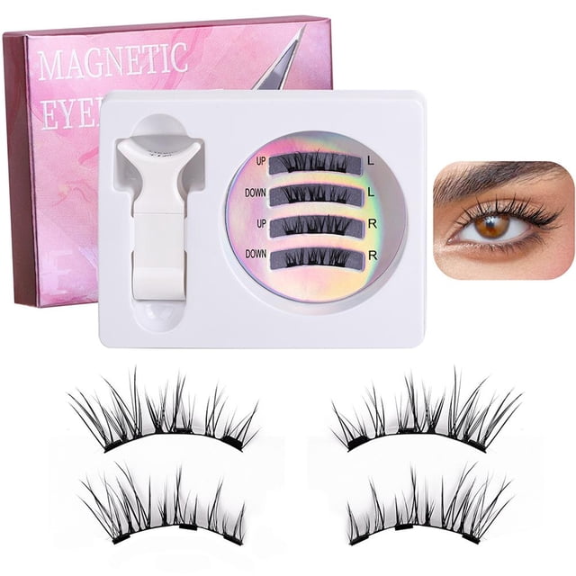 Reusable Magnetic Eyelash Kit with Tweezers Upgrade Directional Suction Fiber Lashes Easy Application Multiple Styles
