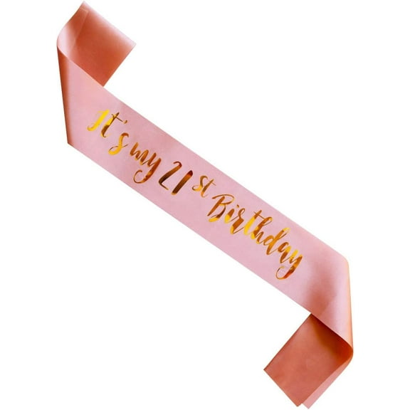 1 pcs It's My 21st Birthday sash, Rose Gold Ladies 21 Years Birthday Women Party Supplies, Pink Party Decorations