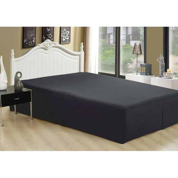 Marina Decoration Ultra Soft Silky Hotel Quality All Season Deep Pocket 16 Inch Drop Solid Tailored Rayon from Bamboo Bed Skirt, Black Color