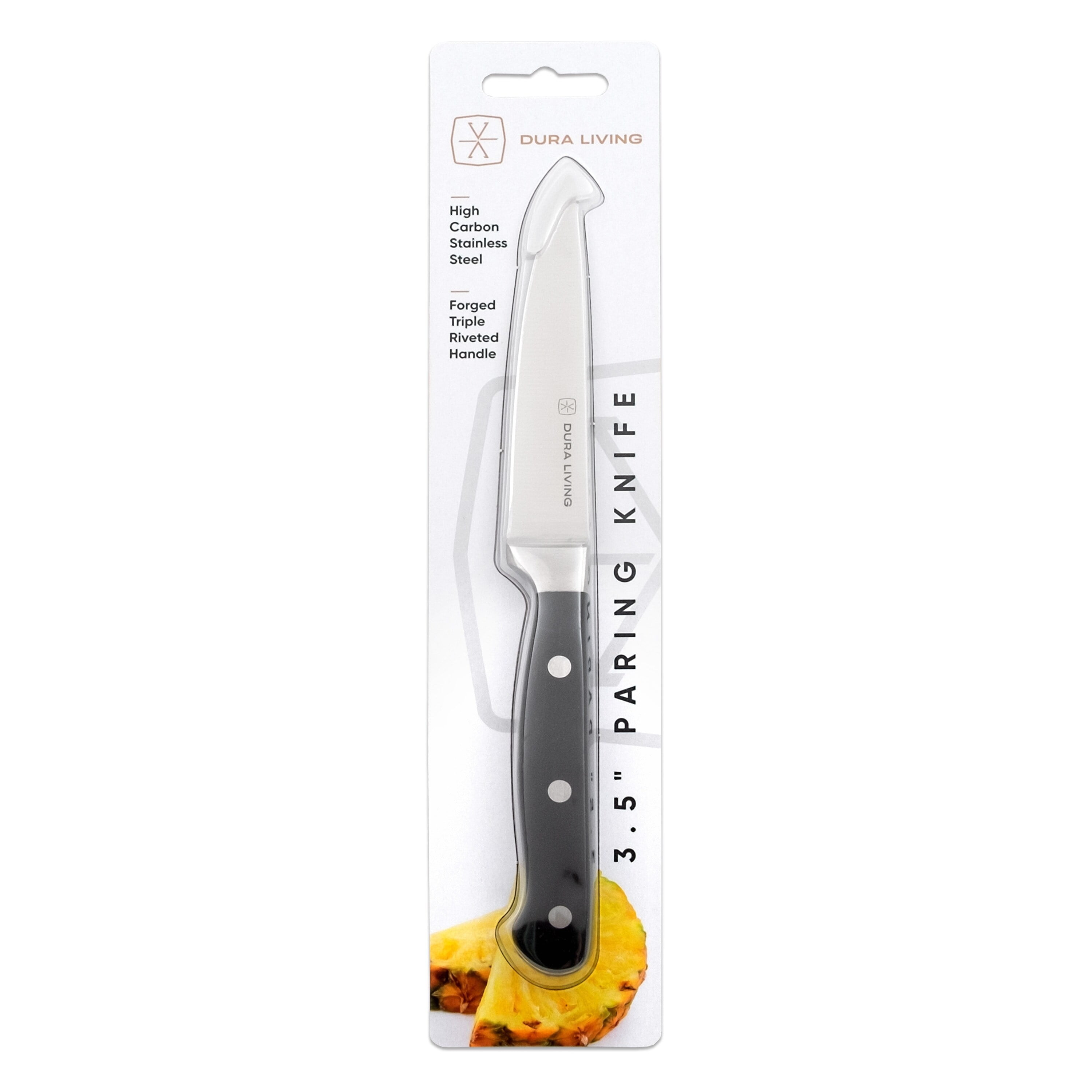 Dura Living Paring Knife - 3.5 Inch Kitchen Knife - Classic Forged - High Carbon Stainless Steel Paring Knife, Black