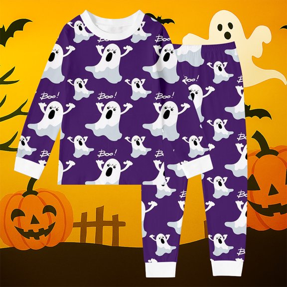 SOFTCCLO Boys Outfits Halloween Cute Print Long Sleeve Crewneck Sweatshirt Sweatpants Loungewear Comfortable 2 Piece Sets Size 2Y
