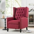 thumbnail image 2 of 27" Wide Manual Wingback Recliner Chair, Vintage Accent Chair, Recliner Chair with Nailhead Trim and Birch Legs, Tufted Single Sofa Chair, for Home, Living Room, Office, Bedroom, Wine Red, 2 of 7