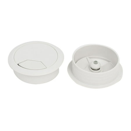 Computer Desk Plastic Round Grommet Wire Cable Hole Covers White