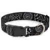 Supernatural Pet Collar, Dog Collar Plastic Buckle, Supernatural Devils Trap Pentagrams Grays Black White, 7 to 8.5 Inches 0.5 Inch Wide