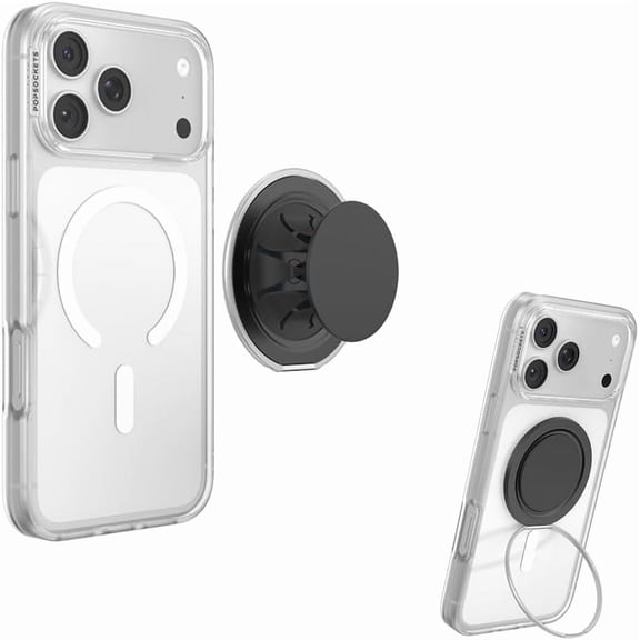 PopSockets Low-Pro Grip for MagSafe Ultra Thin Phone Grip and Stand, Black - Black