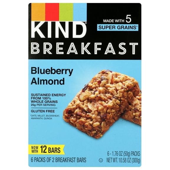 Pack of 5, Kind Blueberry Almond Breakfast Bars, 10.58 oz