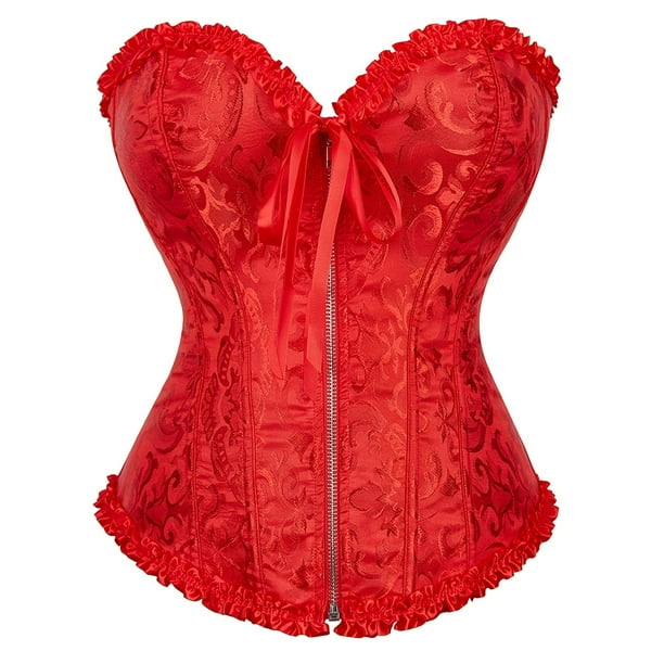 Ruffle Strapless Corset Bustier Tummy Control Lace Up Jacquard