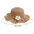 thumbnail image 2 of Hyknon Summer Straw Hat for Kids Girl, Floppy Wide Brim Summer Straw Hats with flower, Foldable UV Protection Cap with Floppy lace, Packable Beach Hats for Vacation Garden Pool Travel, Khaki, 2 of 6