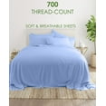 thumbnail image 2 of 700-TC Full-XL Size 4PC Sheet Set - Premium 700-Thread-Count 100% Egyptian Cotton, Fit Upto 12 inches Deep Pockets Mattress - Light Blue, 2 of 7