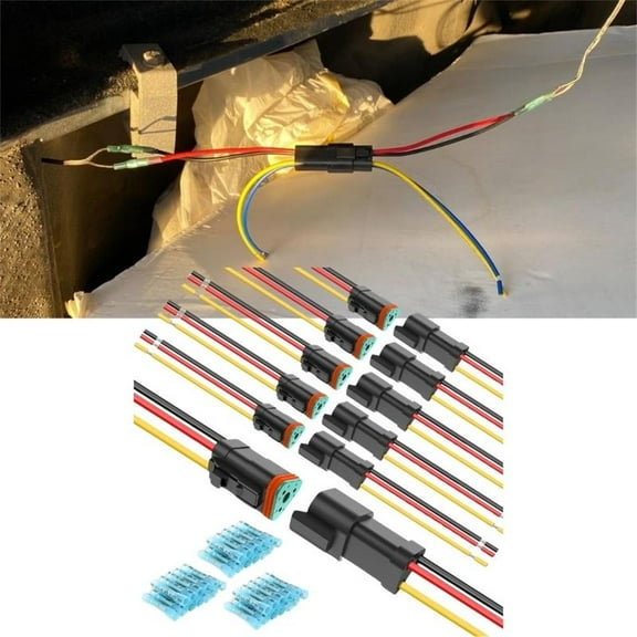 Nilight 3 Pin DT Connectors Waterproof, 3 Wire Connector 16 AWG Automotive Electrical Connector, 3 Pin Connectors Male and Female Wire with Heat Shrink Tubing for Car Truck Boat