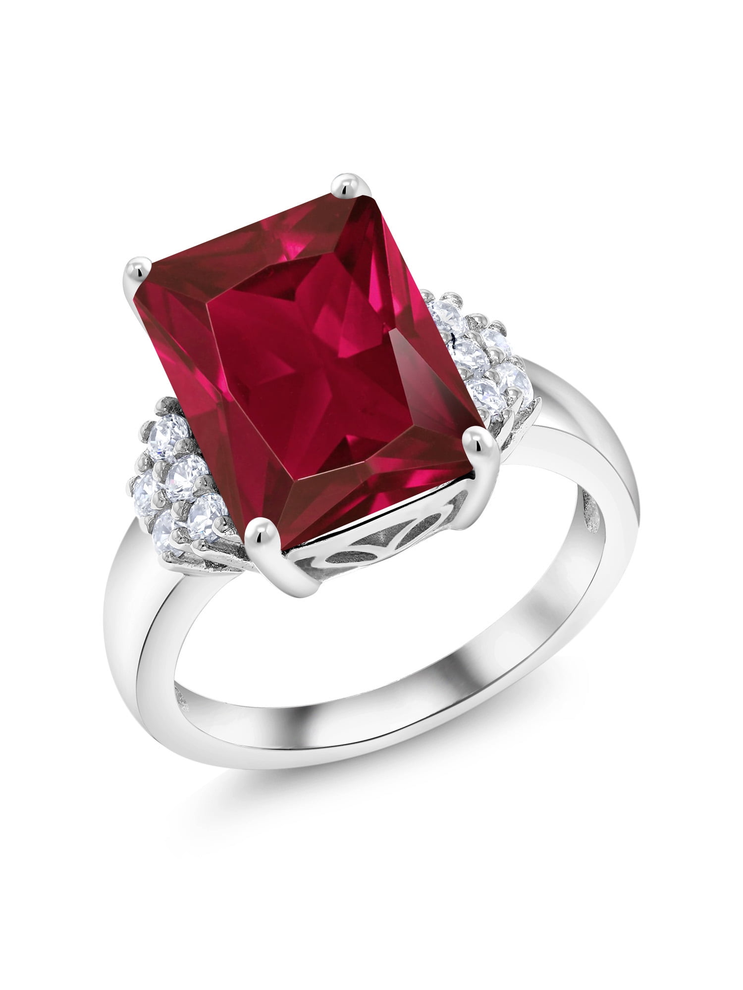 Wedding Ruby & White Topaz 100% 925 Sterling Gemstone Silver Rings Size 6 7 8 9 Wedding Ruby & White Topaz 100% 925 Sterling Gemstone Silver Rings Size 6 7 8 9