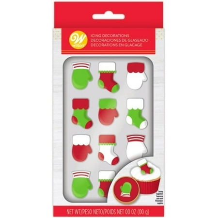 Mitten and Christmas Stocking 12 Ct Royal Icing Candy Decorations