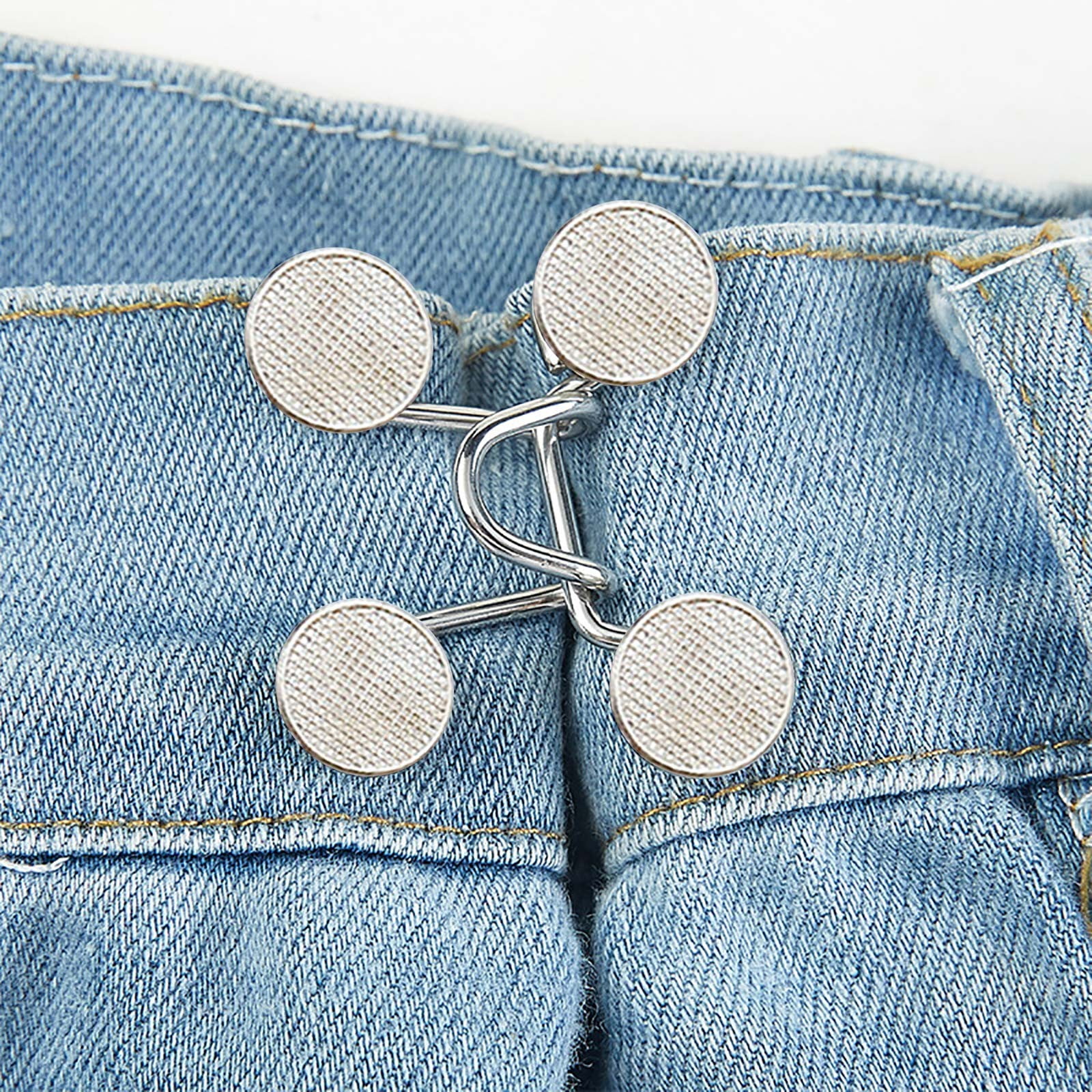  GTAAOY Jean Buttons Pins, 8 Set Pant Waist Tightener,  Adjustable Jean Button Pin, No Sewing Required, Jeans Button Replacement  Pant Clips for Women Skirt Pant Jeans（White Black Pearl）