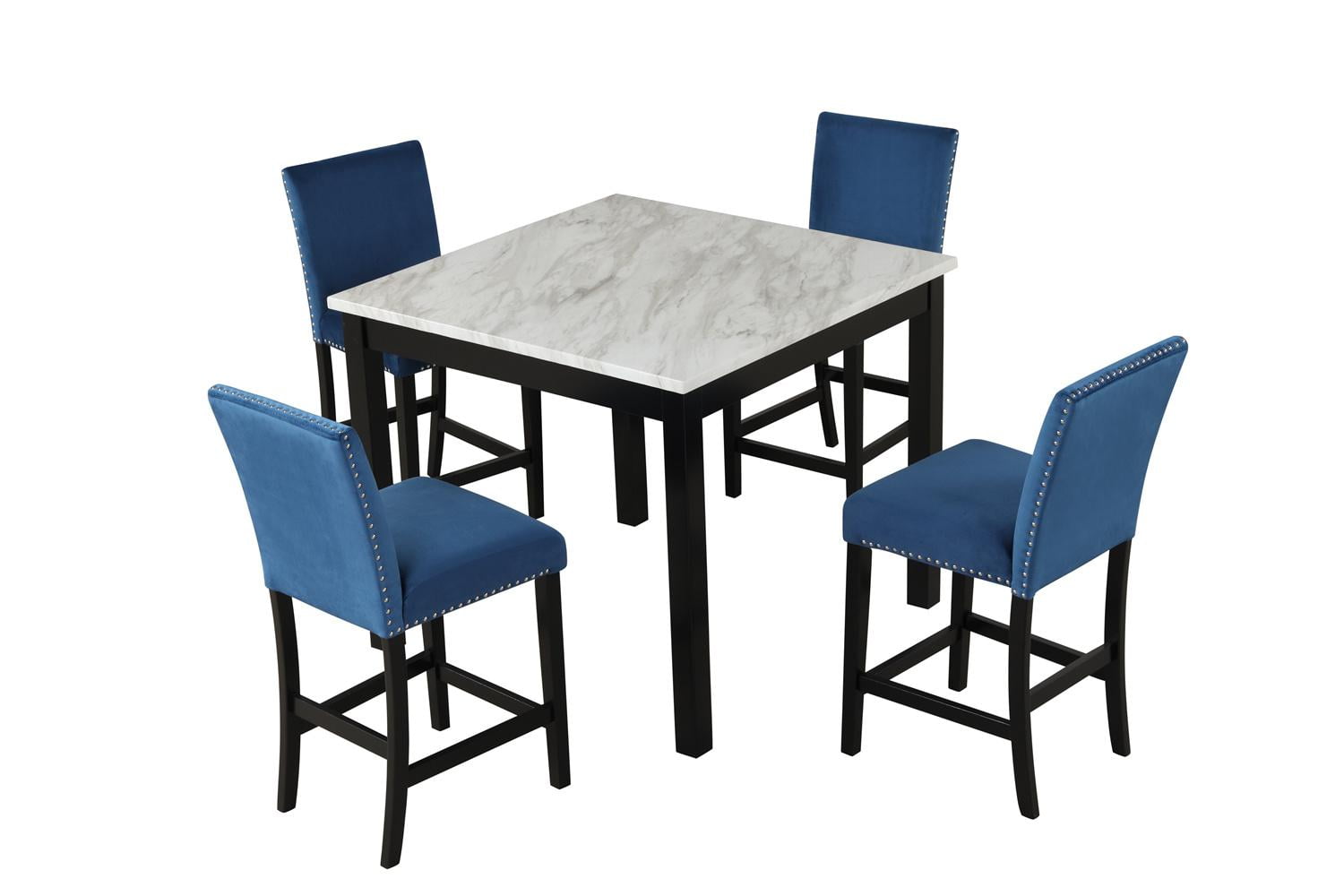 5 Pieces Kitchen Counter Height Table Set, Modern Square Dining Room