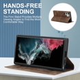 thumbnail image 5 of Allytech Case for Samsung Galaxy S22 Ultra with RFID Blocking Card Slots, Matte PU Leather Flip Wallet Case with Magnetic Closure, Brown, 5 of 9