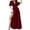 Red, variant on CIENVNSTG Women High Waist Crossover V Neck Dresses Summer Side Split Hem Dress Solid Color Short Sleeve Gown Female Commuter Casual Frock Party Dresses Black L
