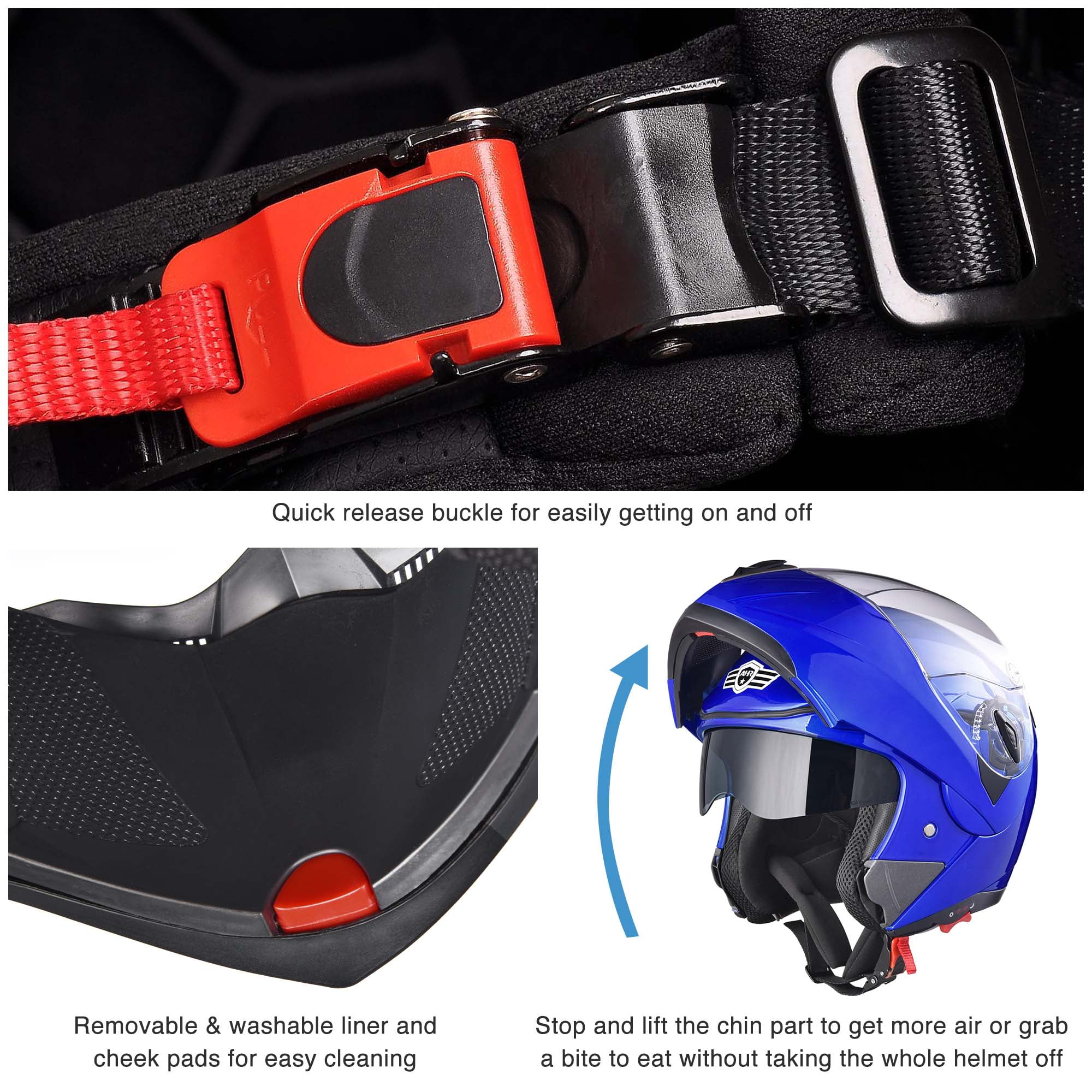 AHR Motorcycle Flip up Full Face DOT Helmet Bluetooth 5.0 Headset Visor Set  XL, XL - Kroger