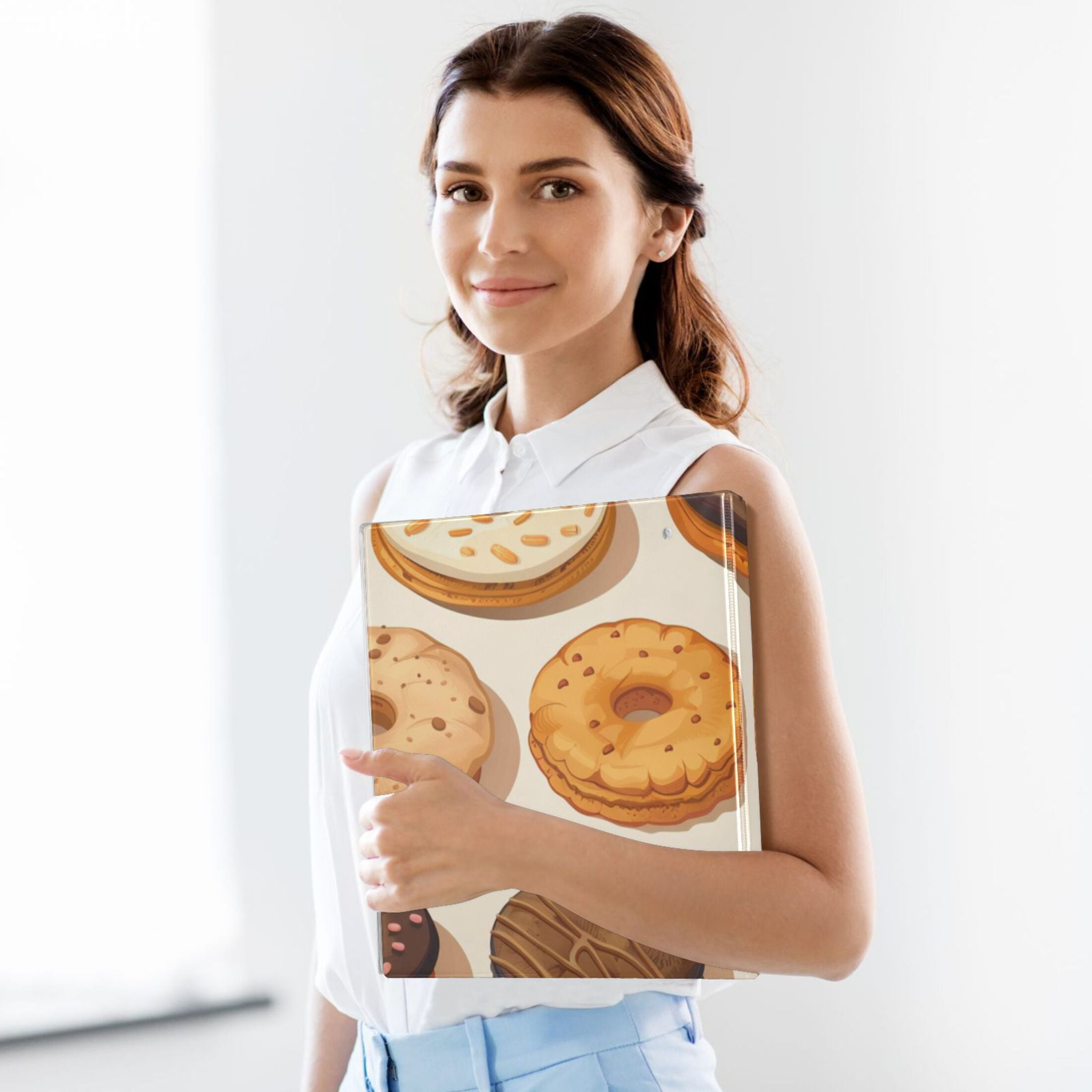 Biscuits Donuts 3 Ring Binders 1.5 inch Hardcover File Folders with Interior Pockets A4 Size Organizer for School Office Hospital