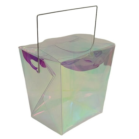 Clear Iridescent Container, 4 in x 3 in x 4 in, by Way To Celebrate