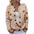 thumbnail image 2 of Stralyhd Halloween Sweaters for Women Plus Size Novelty Pumpkin Ghost Knitted Sweater Button Down Open Front Soft Casual Fall Winter Warm Sweater White 4XL, 2 of 7