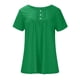 thumbnail image 5 of ICHUANYI Clearance Women's Summer Solid Round Neck Button Pleated Short Sleeve Tops(Green, XXL) ICHUANYI WER2023080813929, 5 of 6