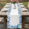 thumbnail image 4 of Blue Ocean Shells Conch Table Runner 90 Inches, Nautical Coastal Starfish Summer Bed Runner Dresser Scarves Tabletop for Indoor Outdoor Parties/Ceremony/Banquet, 13" x 90", 4 of 9
