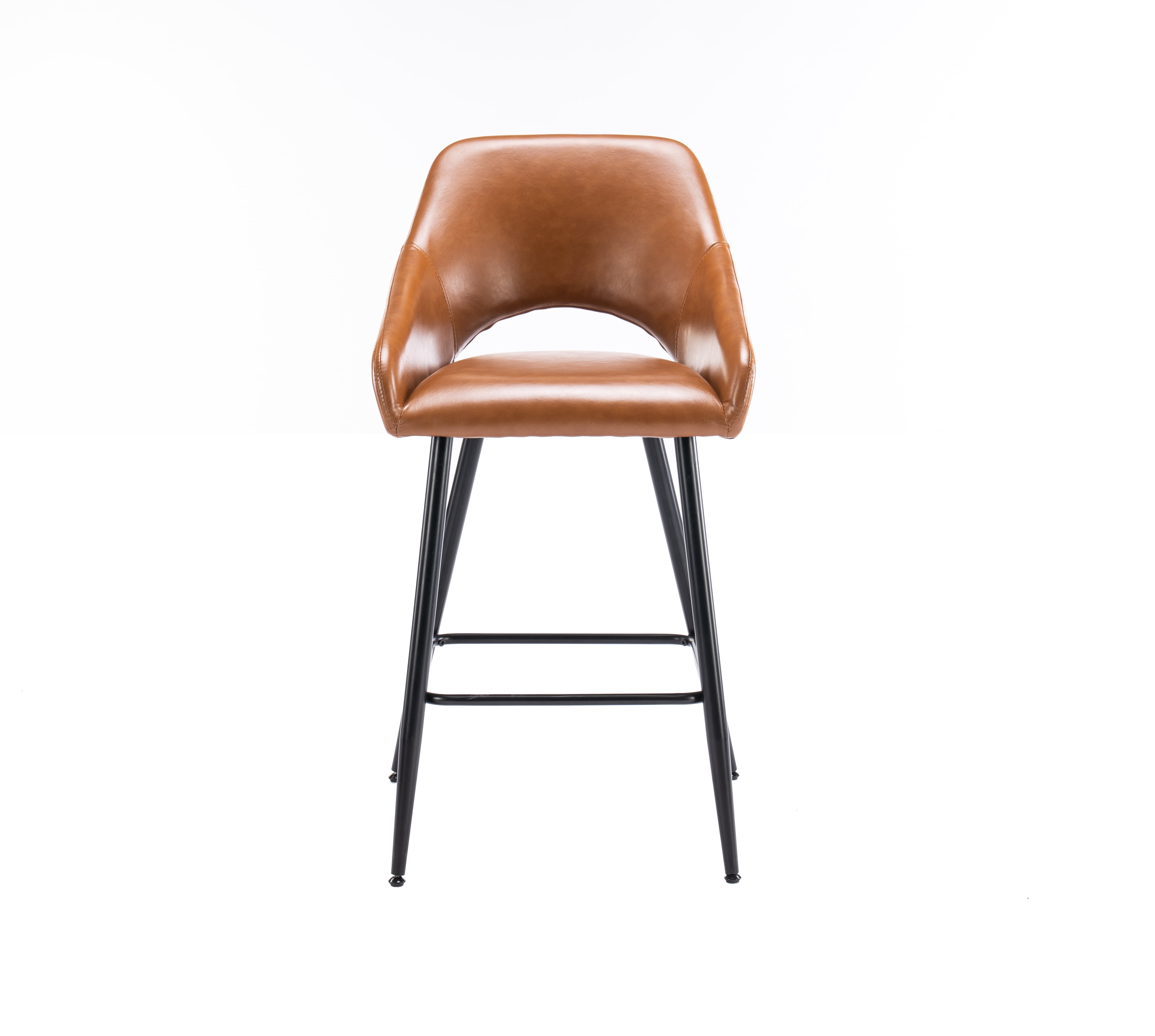 Mainstays Barstool Brown PU Leather Black Legs, 2 Pack