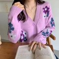 thumbnail image 3 of Abrigo Cárdigan de dibujos animados de algodón Casual mujer suéter de manga larga elegante traje de vacaciones Ygjytge Morado Talla Única para Mujer, 3 of 6