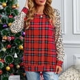 thumbnail image 3 of Sudadera con cuello redondo y manga larga, color rojo XXL, para otoño e invierno, con estampado de leopardo y cuadros para mujer, 3 of 6