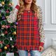 thumbnail image 3 of Sudadera con cuello redondo y manga larga, color rojo XXL, para otoño e invierno, con estampado de leopardo y cuadros para mujer, 3 of 6