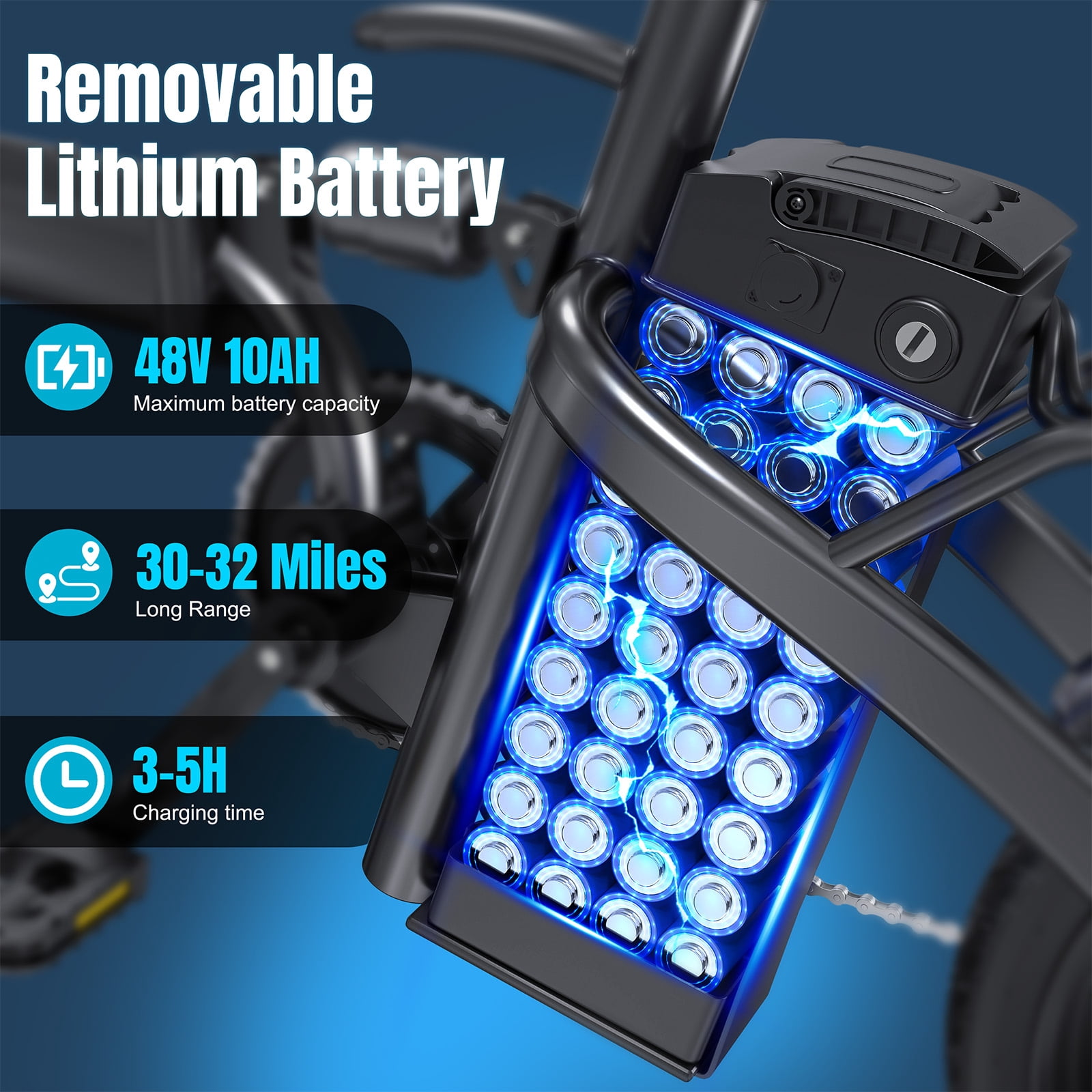 14 Inch Folding Electric Bicycle, 560W Adult Electric Bicycle, 48V 10.4Ah, Maximum Range of 32 Miles, Dual Disc Brake Safety System, 3-Speed Riding, Front Fork with Shock Absorption, Black