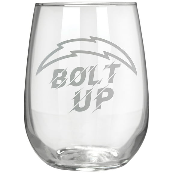 Los Angeles Chargers Etched 17oz. Rally Cry Stemless Wine Glass