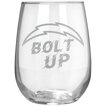 Los Angeles Chargers Etched 17oz. Rally Cry Stemless Wine Glass