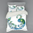 thumbnail image 2 of Ambesonne Summer Bedding Set 3 Pcs, Colorful Peacock Tropic, Twin, Blue Green Pink, 2 of 3