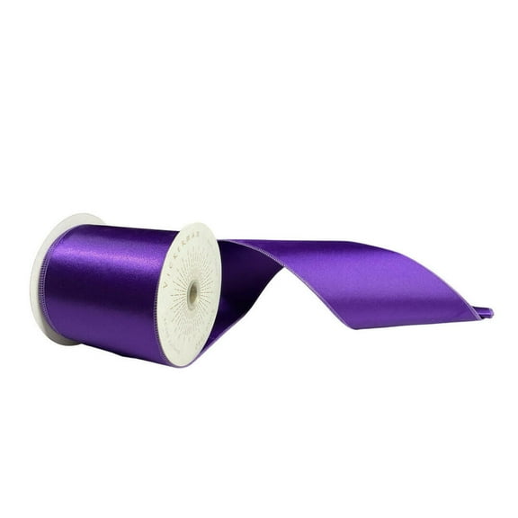 Vickerman QTX241166 4 in. x 10 Yards Purple Satin Ribbon