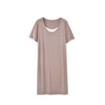 thumbnail image 2 of Women's Soft Short Sleeve Nightgown Crew Neck Stretchy Comfortable Loose Midi Bedroom Loungewear Dress Khaki L, 2 of 5