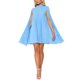 thumbnail image 1 of Vestidos de gasa edición INSPIRE CHIC para mujeres, sueltos y fluidos, con mangas de capa y plisados, talla XL, color azul, 1 of 6