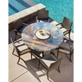 thumbnail image 3 of Summer Ocean Beach Oil Painting Art Fitted Round Tablecloths Elastic Edged Table Covers 55"-60",Abstract Sky Seashore Seaside Waterproof Dining Room Kitchen Table Cloth for Holiday Party Tables Decor, 3 of 8