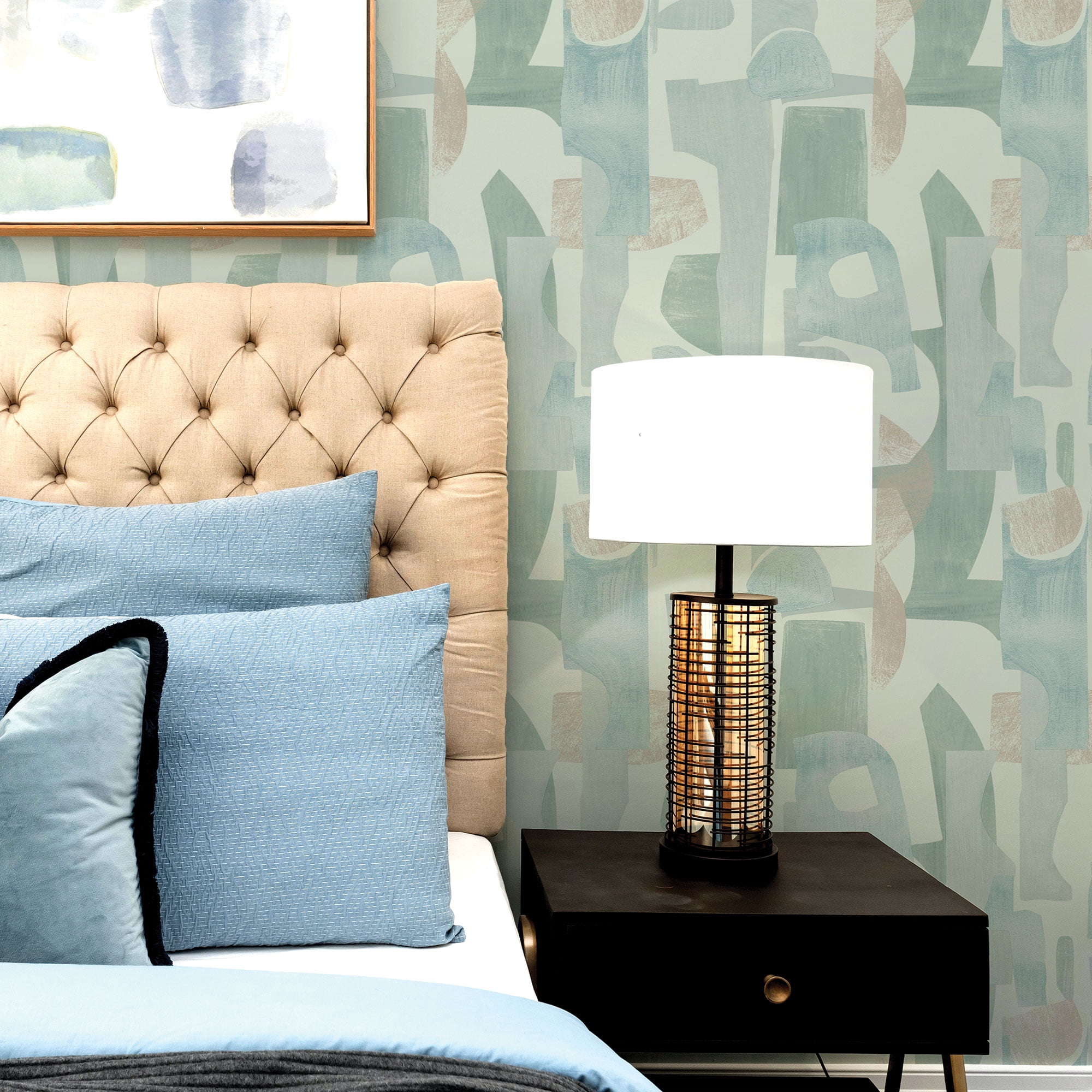 Tempaper Geo Composition Sage Peel and Stick Wallpaper, 20.5" x 16.5'